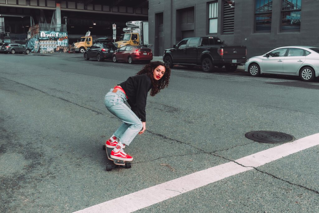 Female empowerment photoshoot in portland oregon at burnside skate park