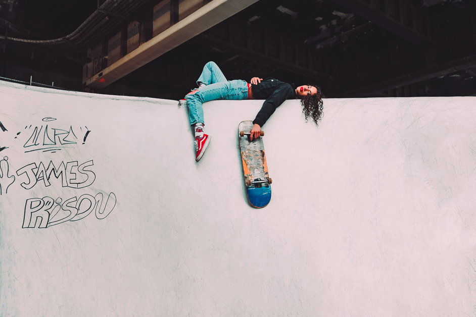 Burnside Skate Park, women laying on wall, female empowerment, empowerment photoshoot, skate park photos, skatepark photoshoot, portland oregon skate park, portland creative portrait photographer, portland brand photographer