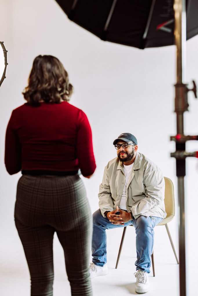 relaxed brand photography session with confident business owner