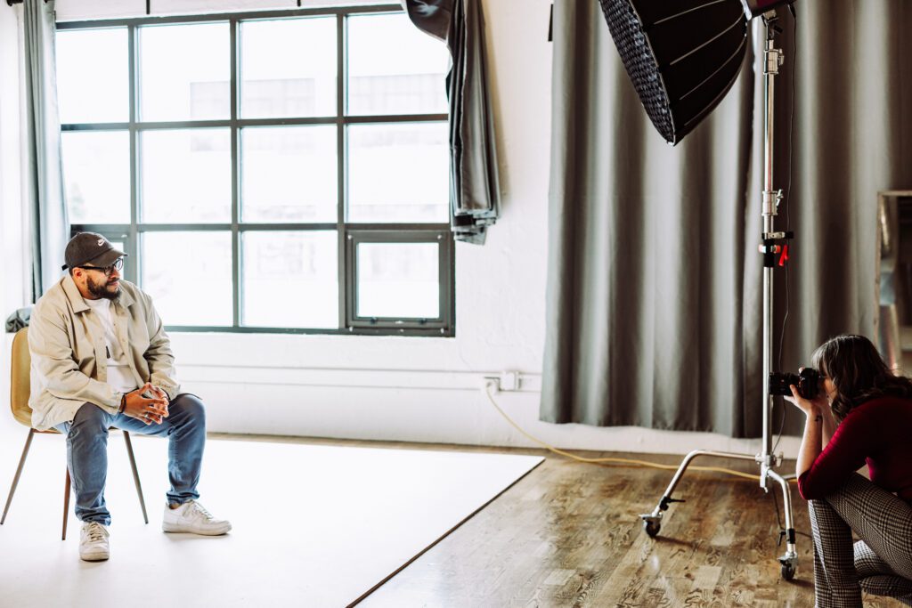 relaxed brand photography session with confident business owner