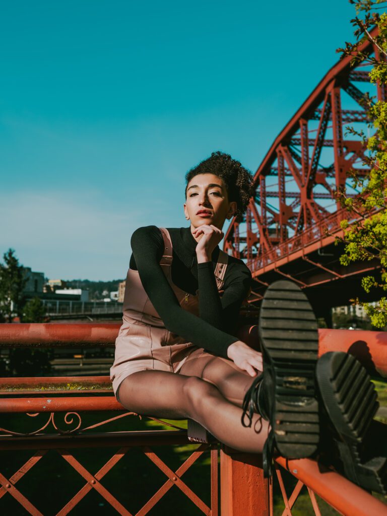 Summer portrait photography near broadway bridge in portland oregon