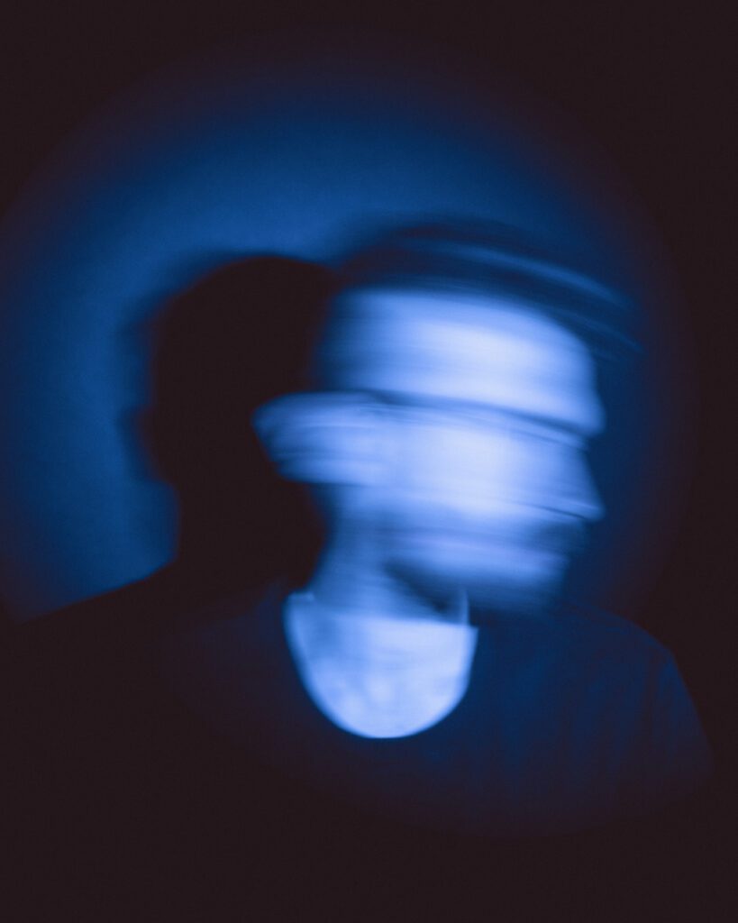 Futuristic branding portrait with blur and shadow used for Spotify profile or music promotion