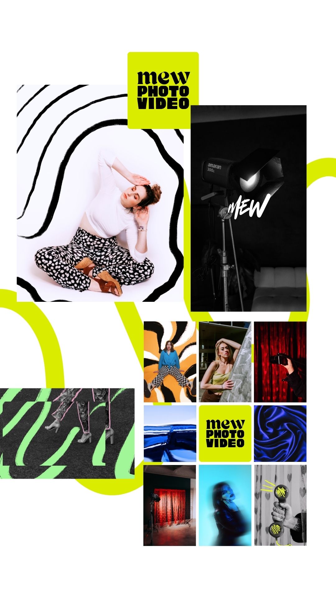 Visual brand elements for Mewphotovideo photography brand